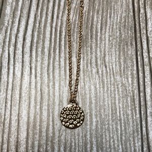 Gold Tone Stamped Circle Necklace